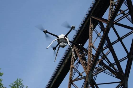 This is an image of drone on the Arcola Bridge.